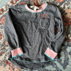 Matilda Jane- toddler girl tops with kitty detail pocket. Size 2T